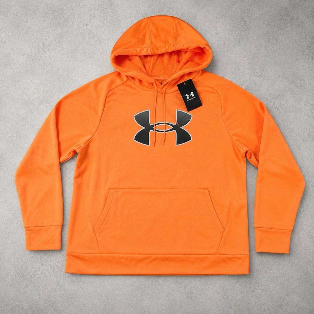 Under‎ Armour Fleece Hoodie Womens XL Neon Orange Athletic Pullover